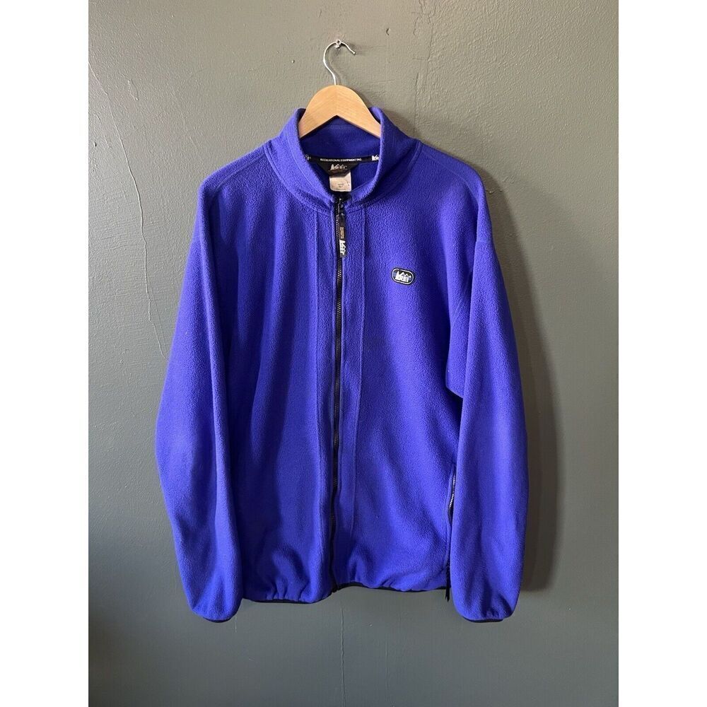 Vintage REI Mens Purple Fleece Full Zip Jacket Mock Neck Size XL Tall
